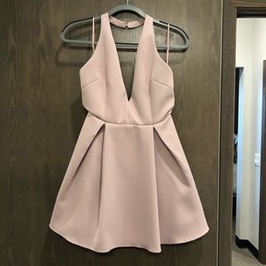 Low back halter formal dress in lilac